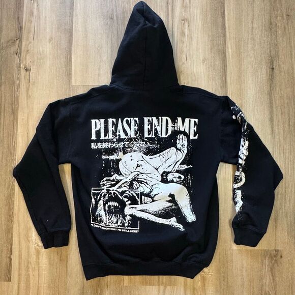 Paleface Swiss Please End Me Black Hoodie Size Medium European Death Hardcore - Picture 5 of 7